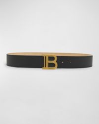 Balmain - Monogram Buckled Leather B-Belt - Lyst