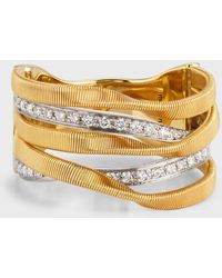Marco Bicego - 18k Yellow Gold Marrakech Five Strand Ring With Diamonds, Size 7 - Lyst