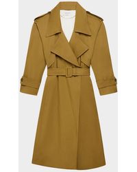 Another Tomorrow - Belted Soft Long Trench Coat - Lyst