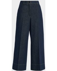 Akris Punto - Chiara Changeant Denim Wide-Leg Crop Pants - Lyst