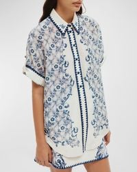 ALÉMAIS - Airlie Point-Collar Floral-Print Cotton Silk Shirt - Lyst
