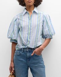 Finley - Bomba Striped Puff-Sleeve Cotton Shirt - Lyst