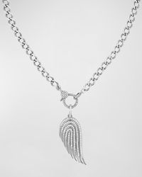 Sheryl Lowe - Curb Chain Wing Pendant Necklace With Diamond Clasp - Lyst