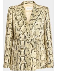 Dries Van Noten - Snakeskin-Print Double-Breasted Blazer - Lyst