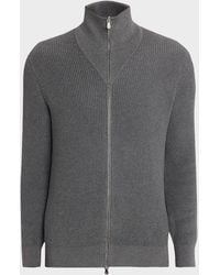 Brunello Cucinelli - Apos;S Cotton Rib High-Neck Zip Cardigan - Lyst