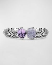 Stephen Dweck - Amethyst, Quartz And Mother-of-pearl Open-close Bangle In Sterling Silver - Lyst