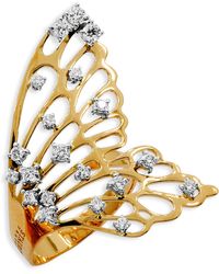 Staurino - 18k Rose Gold Half Butterfly Diamond Ring - Lyst
