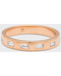 WALTERS FAITH - Ottoline Rose Gold Band Ring With Gypsy-set Baguettes - Lyst