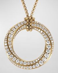 David Yurman - 30mm Full Pave Crossover Pendant Slider Necklace With Diamonds And Gold - Lyst