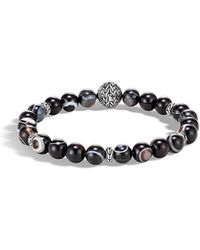 John Hardy Men's Classic Chain Silver Bead Bracelet W/ Agate - Multicolour
