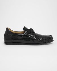 Jacquemus - Les Batto Croc-Embossed Leather Boat Shoes - Lyst
