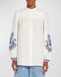 Weekend by Maxmara - Carnia Floral-Embroidered Linen Canvas Shirt - Lyst