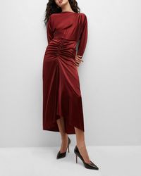 Veronica Beard - Sabri Silk Long-Sleeve Ruched Maxi Dress - Lyst