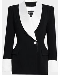 Sergio Hudson - Silk Shawl-Lapel Combo Double-Breasted Blazer - Lyst