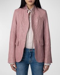 Zadig & Voltaire - Very Crinkled Leather Blazer - Lyst