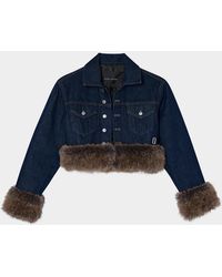 Marc Jacobs - Faux-Fur-Trim Shrunken Trucker Jacket - Lyst