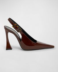 Saint Laurent - Stone Glossy Slingback Pumps - Lyst