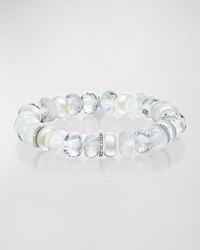 Sheryl Lowe - 8Mm Mixed Bead Bracelet With 3 Diamond Rondelles - Lyst