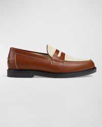 Duke & Dexter - Wilde Rattan And Leather Penny Loafers - Lyst