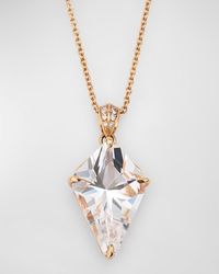 Lisa Nik - 18K Rose Kite Shaped Clear Quartz Pendant Necklace With Diamonds - Lyst