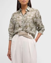 Brunello Cucinelli - Jinko Floral-print Button-up Silk Blouse - Lyst