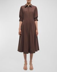 Jonathan Simkhai - Jazz Pintuck 3/4-Sleeve Midi Shirtdress - Lyst