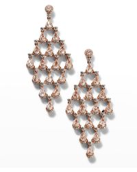 64 Facets - Rose Gold Pear And Round Diamond Chandelier Earrings - Lyst