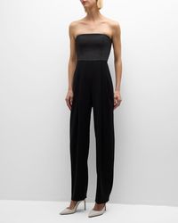 Emporio Armani - Strapless Ribbed Techno Cady Jumpsuit - Lyst