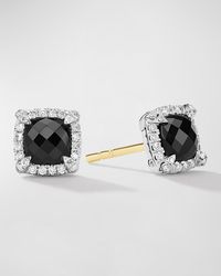 David Yurman - 5mm Chatelaine Pavé Bezel Stud Earrings With Gemstone And Diamonds In Silver - Lyst