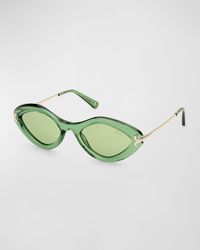 Emilio Pucci - Logo Acetate & Metal Oval Sunglasses - Lyst