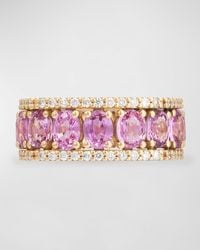 Miseno - Procida 18k Yellow Gold Ring With White Diamonds And Pink Sapphires - Lyst