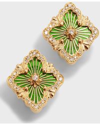 Buccellati - Opera Tulle Medium Button Earrings In Green With Diamonds - Lyst