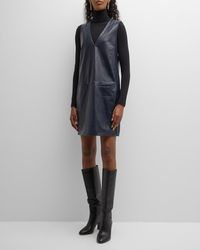 Emporio Armani - Sleeveless Nappa Leather Mini Shift Dress - Lyst