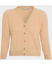 Neiman Marcus - Pointelle Cashmere V-Neck Cardigan - Lyst