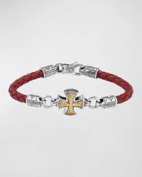Konstantino - Perseus Leather Bracelet With/Bronze Cross, Size M - Lyst