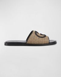 Gucci - Apos;S Interlocking G Leather Slide Sandals - Lyst