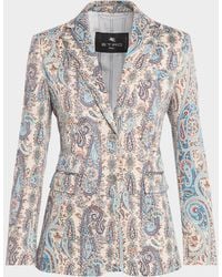 Etro - Single-Breasted Paisley Jacquard Fitted Jacket - Lyst