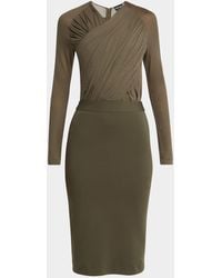 Giorgio Armani - Ruched Jersey Long-Sleeve Midi Dress - Lyst