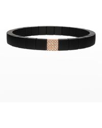 ’ROBERTO DEMEGLIO - Rose And Matte Ceramic Scacco Stretch Bracelet With One Champagne Diamond Section - Lyst