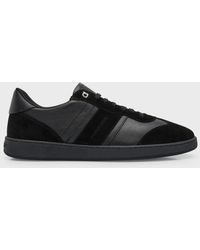 Ferragamo - Achilles Mixed Leather Low-Top Sneakers - Lyst