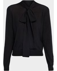 Saint Laurent - Neck-Tie Wool-Cashmere Cardigan - Lyst