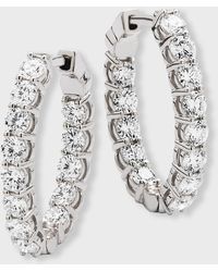 Neiman Marcus - 18k White Gold Diamond Oval Hoop Earrings, 2.73tcw - Lyst