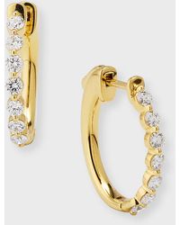 Neiman Marcus - 18k Yellow Gold Diamond Huggie Earrings - Lyst