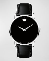 Movado - 40Mm Ultra Slim Watch With Leather Strap Museum Dial - Lyst