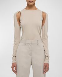 Helmut Lang - Cut-Out Long-Sleeve Knit Top - Lyst
