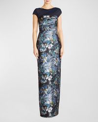 THEIA - Delana Floral-Print Mikado Column Gown - Lyst