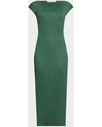 Lafayette 148 New York - Cap-Sleeve Embroidered Plisse Maxi Dress - Lyst