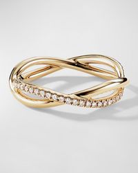 David Yurman - Dy Lanai Band Ring With Diamonds In 18k Gold, 4.18mm - Lyst