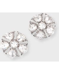 64 Facets - 18k White Gold Tulip Stud Earrings With Oval And Round Rose Cut Diamonds - Lyst