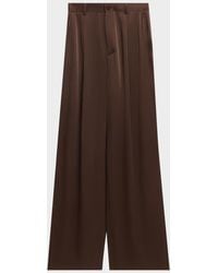 LAPOINTE - Satin Relaxed-Leg Pleated Trousers - Lyst